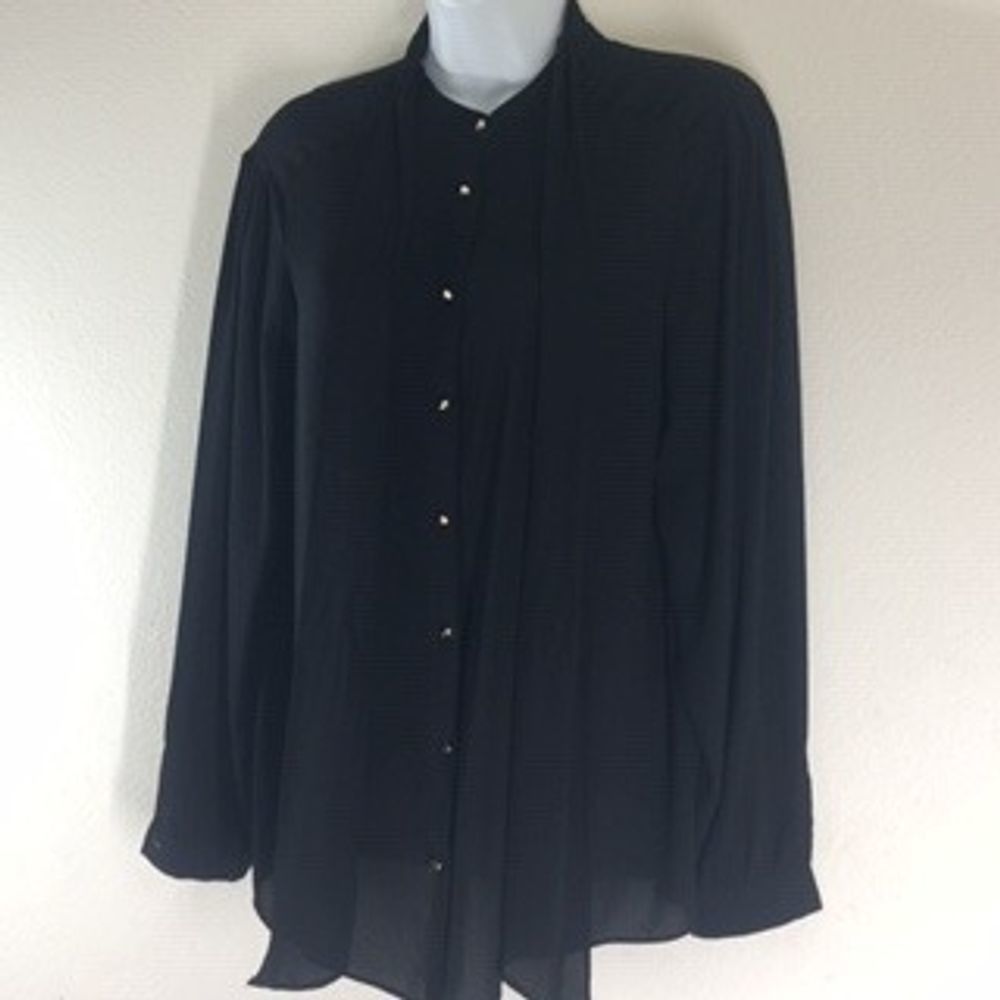 Zara Basic Black Gold Button Down Long Sleeve Top - image 4